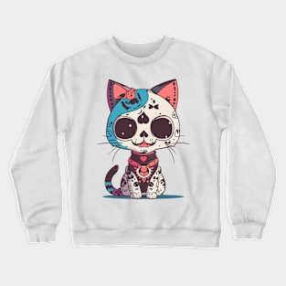 kawaii neko skull Crewneck Sweatshirt